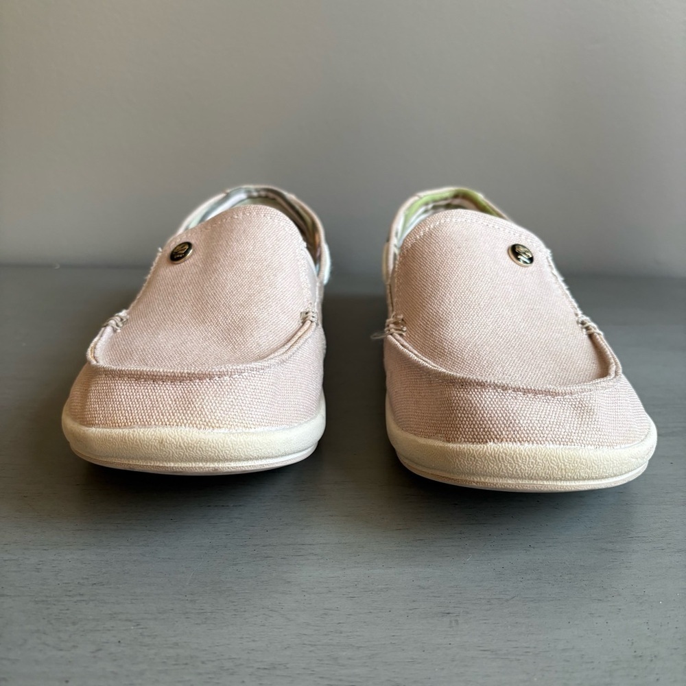 Geckos Man Women Canvas Slip-On Loafers Size 8.5 Arch Support Beige Casual Comfy - Picture 3 of 13